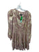 By Anthropologie Size 1X Mauve & Gold Polyester Long Balloon Sleeve Dress Mauve & Gold / 1X