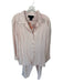 August Silk Size XL Pale Pink Silk Button Down Straight Leg Drawstring Pant Set Pale Pink / XL