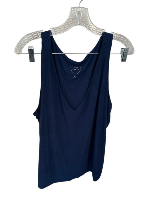 Cozy Earth Size XL Navy Bamboo Ribbed V Neck Tank Shorts Short Set Navy / XL