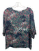 Samsoe Samsoe Size S Teal Print Viscose Round Neck Drop Shoulder Long Sleeve Top Teal Print / S