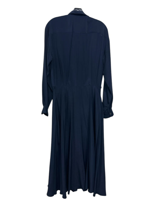 Ralph Lauren Size Est 6 Navy Silk Button Down Maxi Dress Navy / Est 6