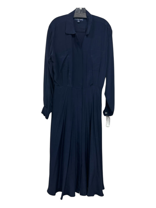 Ralph Lauren Size Est 6 Navy Silk Button Down Maxi Dress Navy / Est 6