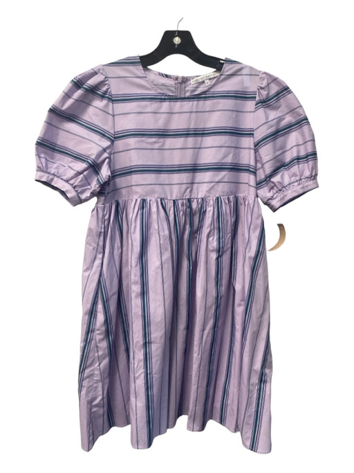 English Factory Size S Lilac & Teal Cotton Striped Babydoll top Back Zip Dress Lilac & Teal / S