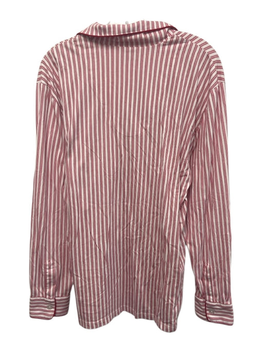 Petite Plume Size M Red & White Pima Cotton Long Sleeve Stripe Pajamas Pant Set Red & White / M