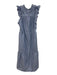 ME+EM Size 6 Blue & White Cotton Striped Sleeveless Button Front Tiered Dress Blue & White / 6