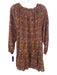 XiRENA Size M Brown & Purple Cotton & Silk Floral Wide Neck Tiered Dress Brown & Purple / M