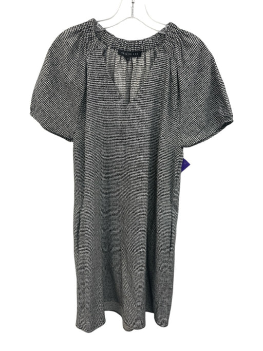 Abbey Glass Size S Black & White Cotton Blend Abstract Houndstooth V Neck Dress Black & White / S