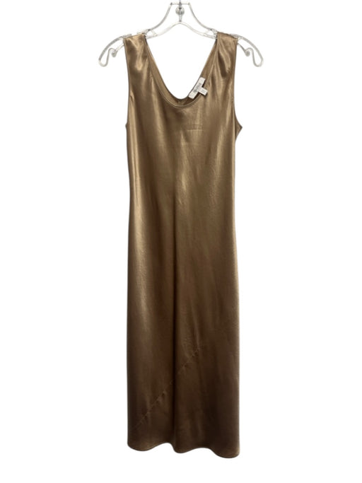 Max Mara Leisure Size 8 Gold Acetate Satin bias cut Sleeveless Midi Dress Gold / 8