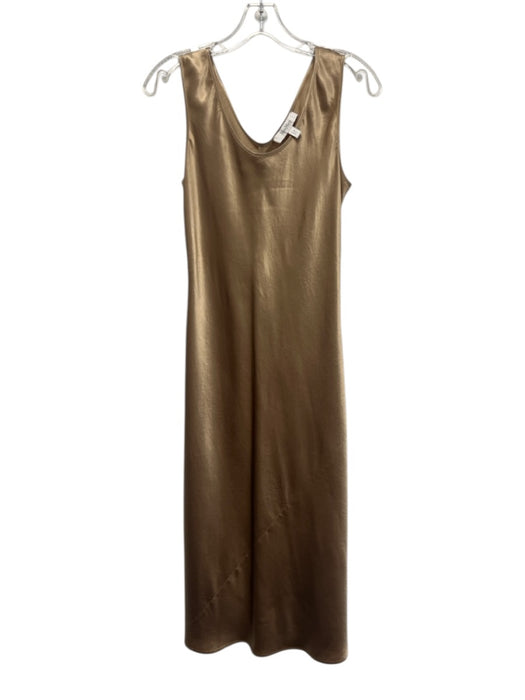 Max Mara Leisure Size 8 Gold Acetate Satin bias cut Sleeveless Midi Dress Gold / 8