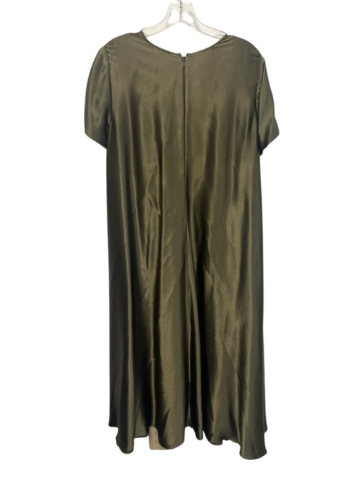 Banana Republic Size S Green Viscose Satin Short Sleeve swing Midi Dress Green / S