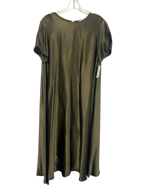 Banana Republic Size S Green Viscose Satin Short Sleeve swing Midi Dress Green / S