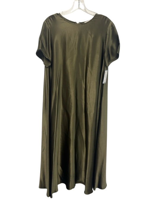 Banana Republic Size S Green Viscose Satin Short Sleeve swing Midi Dress Green / S