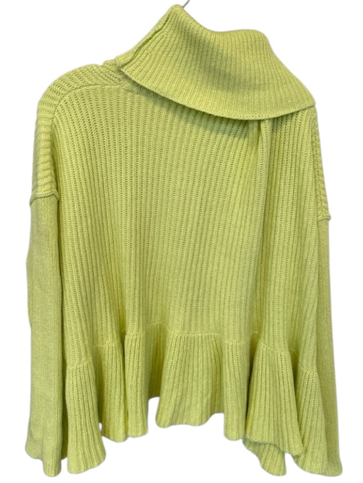 Free People Size M Light Green Knit Turtle Neck Long Sleeve Sweater Light Green / M