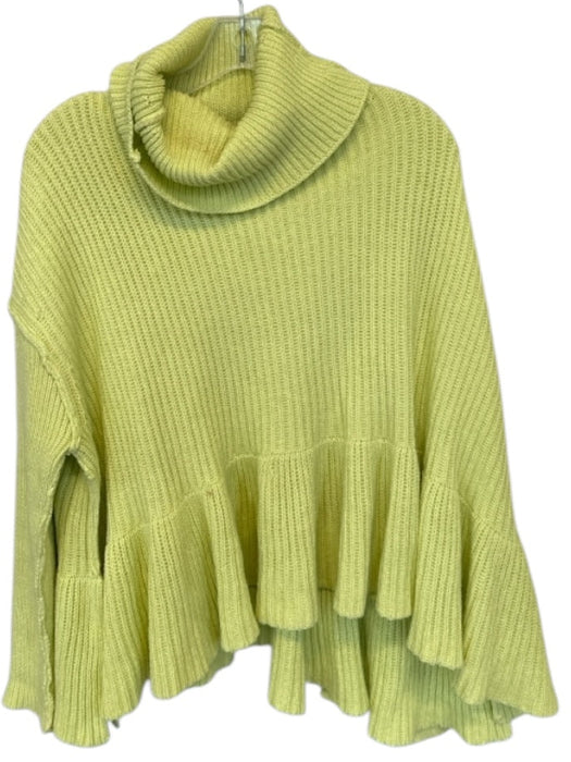 Free People Size M Light Green Knit Turtle Neck Long Sleeve Sweater Light Green / M
