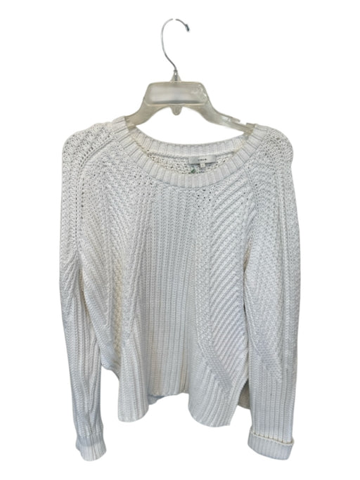 Vince Size L White Knit Long Sleeve BRaided Sweater White / L
