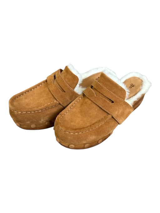 Frye Shoe Size 7 1/2 Brown Suede Wood Base Fluffy Clogs Brown / 7 1/2