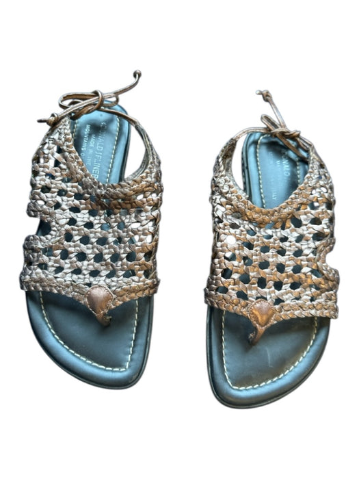 Donald Pliner Shoe Size 6.5 Bronze & Black Leather Woven Thong Sandals Bronze & Black / 6.5