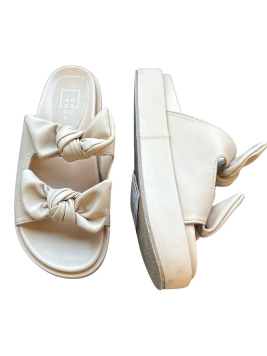 Shu Shop Shoe Size 6.5 nude Leather Platform Bows Sandals nude / 6.5