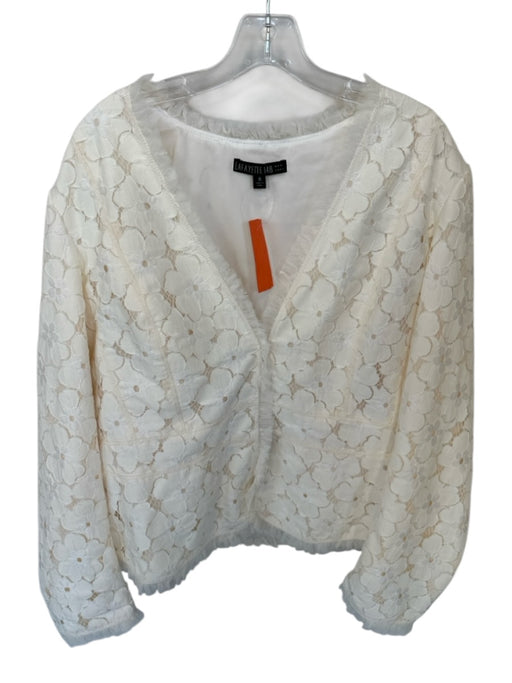 Lafayette 148 Size 18 Cream Lace ruffles Hook & Eye Jacket Cream / 18