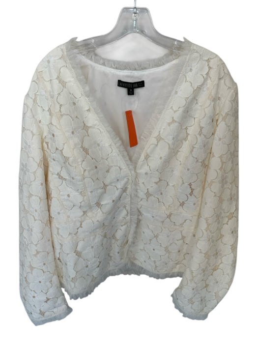 Lafayette 148 Size 18 Cream Lace ruffles Hook & Eye Jacket Cream / 18