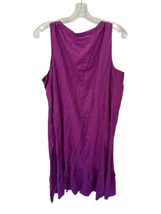 J. Jill Size 2X Purple Linen Sleeveless Button Down Maxi V Neck Dress Purple / 2X