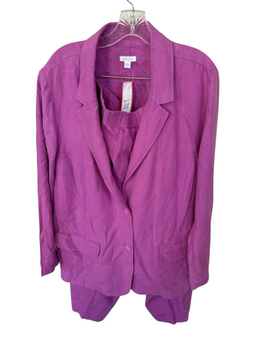 J. Jill Size XL Purple Linen Elastic Waist 2 button Blazer Pant Set Purple / XL