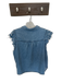 Pilcro Size 2X Med Light Wash Cotton Short Sleeve Raw Hem Button Down Denim Top Med Light Wash / 2X