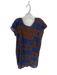 Uncle Frank Size XL Navy & Brown Mesh Overlay Cap Sleeve Embroidered Dress Navy & Brown / XL
