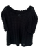 By Anthropologie Size 2X Black Cotton Short Sleeve Crochet Pom Pom Top Black / 2X