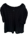 By Anthropologie Size 2X Black Cotton Short Sleeve Crochet Pom Pom Top Black / 2X