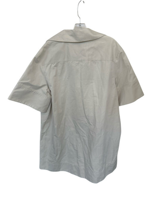 Tuckernuck Size XXL Bone Cotton Blend Short Sleeve Collar Split Neck Dress Bone / XXL
