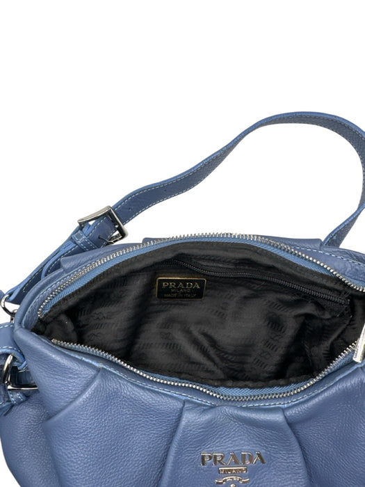 Prada Slate Blue Leather Shoulder Strap Pleat Detail shoulder bag Bag Slate Blue / S