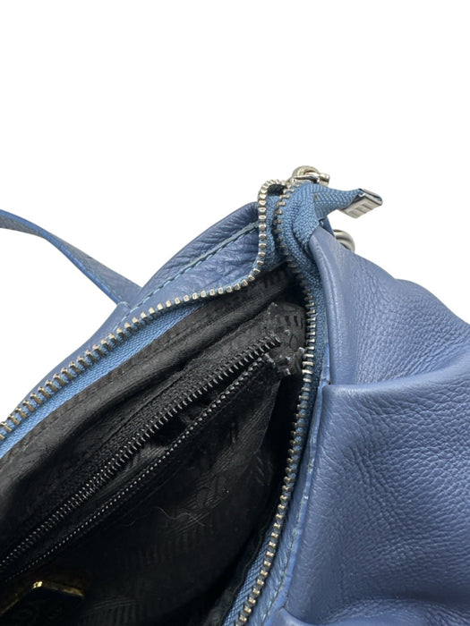 Prada Slate Blue Leather Shoulder Strap Pleat Detail shoulder bag Bag Slate Blue / S