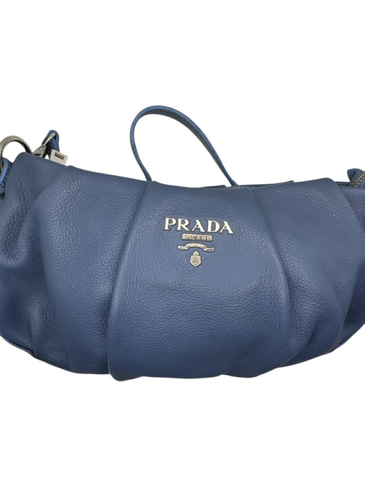 Prada Slate Blue Leather Shoulder Strap Pleat Detail shoulder bag Bag Slate Blue / S