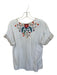Los Angeles Apparel Size Est S White & Multi Cotton Embroidered Cap Sleeve Top White & Multi / Est S