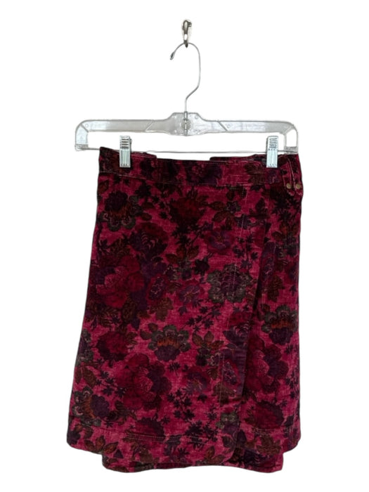 Pilcro Size 24W Maroon Corduroy Floral Skirt Maroon / 24W