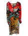 Blank London Size 2X Orange & Blue Viscose Long Sleeve Abstract Maxi Dress Orange & Blue / 2X