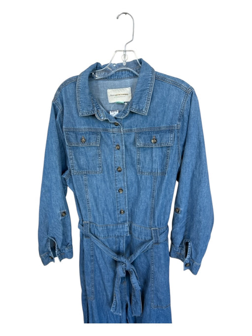 Pilcro Size 2X Med Light Wash Cotton Long Sleeve Button Down Belted Denim Jumper Med Light Wash / 2X