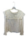 Louise Misha Size 40 Cream Cotton Long Sleeve Bib Ruffles Crinkle Top Cream / 40