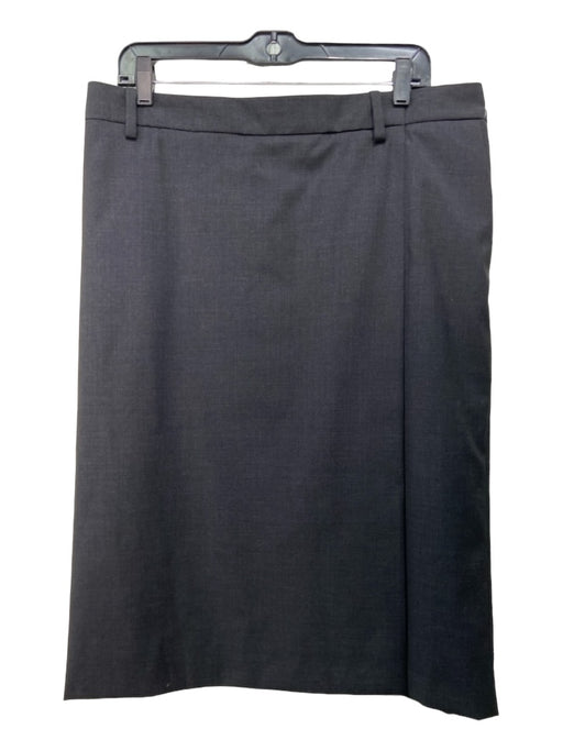 Prada Size 52 Black Wool Side Zip Heathered Skirt Black / 52