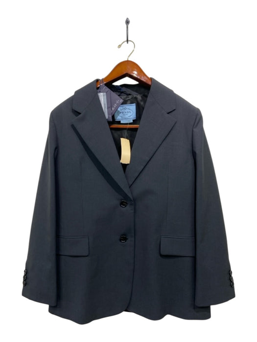 Prada NWT Dark Gray Wool Solid Long Sleeve Pockets Men's Blazer Dark Gray / 44