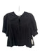 Joie Size S Black Cotton Beaded Trim Pintuck Detail Split V neck Top Black / S
