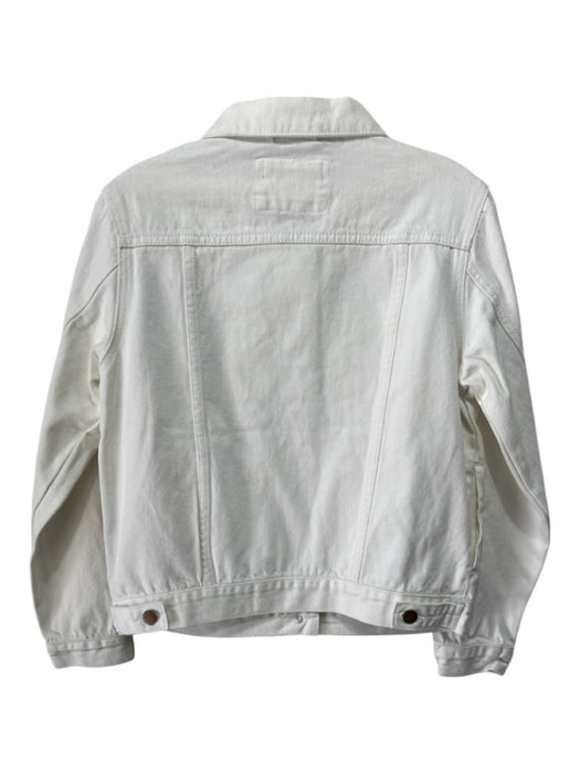 Pomander Place Size S White Cotton Denim Button Pleat Jacket White / S