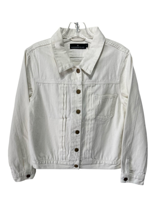 Pomander Place Size S White Cotton Denim Button Pleat Jacket White / S