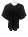 Vince Size S Black Cotton Gauze Short Sleeve Tassel V Neck Gathered Detail Top Black / S