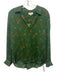 L'agence Size S Green & Brown Silk Key Print Long Sleeve Button Up Shirt Top Green & Brown / S