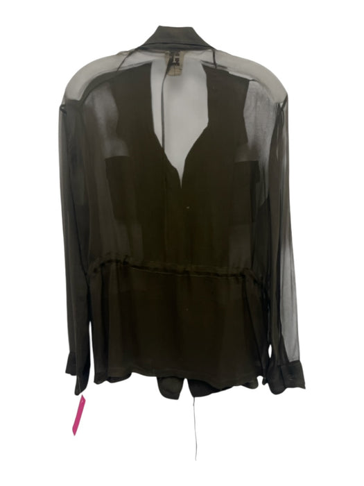 Haute Hippie Size M Olive Green Missing Fabric Tag Sheer Long Sleeve Top Olive Green / M