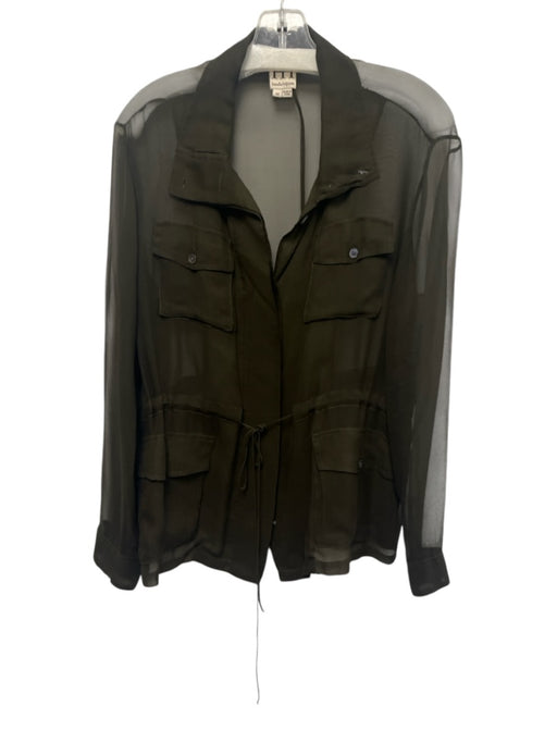 Haute Hippie Size M Olive Green Missing Fabric Tag Sheer Long Sleeve Top Olive Green / M