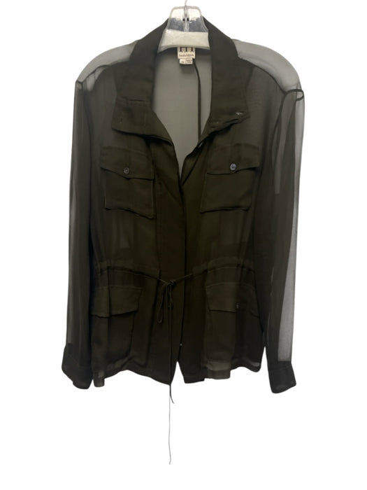Haute Hippie Size M Olive Green Missing Fabric Tag Sheer Long Sleeve Top Olive Green / M