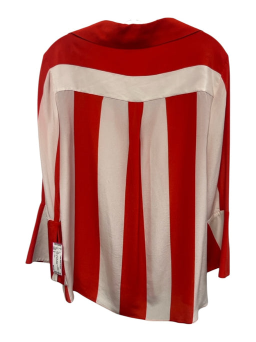 Alice + Olivia Size S White & Red Silk Striped Long Sleeve Button Up Shirt Top White & Red / S